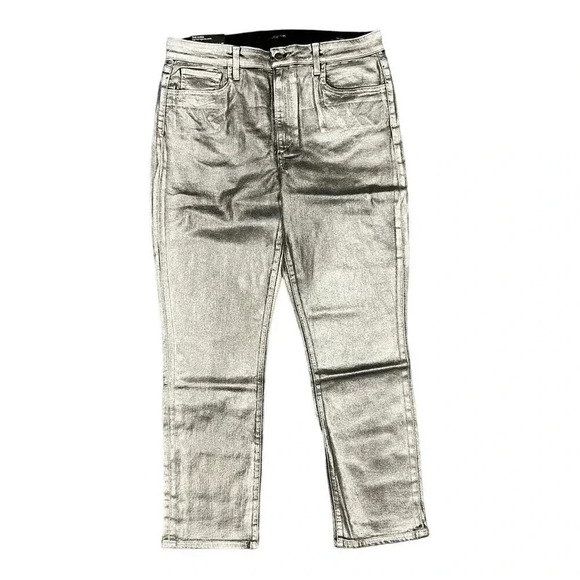 Joe's Jeans Denim - Joe’s Jeans Metallic Silver The Luna High Rise Cigarette Ankle Pants 32